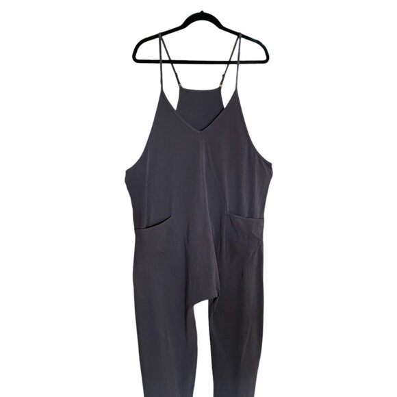 Oversized Drop Crotch Jersey Jumper Romper Gray Garden Girl Boho Lagenlook-M/L - Picture 6 of 8